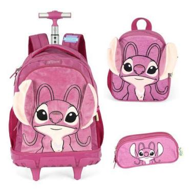 Imagem de Kit Mochila Com Rodinhas Original Stitch E Angel Orelha 3d - Luxcel, R