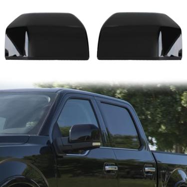 Imagem de AUCERAMIC Capas de espelho compatíveis com 2015-2020 para Ford F-150 Pickup 2 portas 4 portas de substituição para espelho retrovisor lateral (preto brilhante)