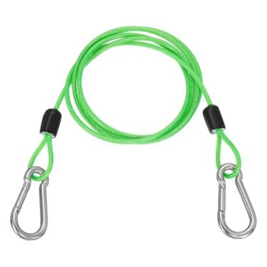 Imagem de PATIKIL Cabo de aço de segurança de 1,5 m (150,1 cm) com gancho de pressão, 1 peça de corda de fio flexível de laço duplo revestido de PVC, corrente de segurança para bagagem de viagem ao ar livre