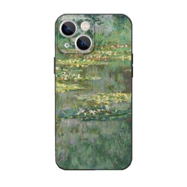 Imagem de Compatível com iPhone 13, Van Gogh Capa de telefone floral natural estética para iPhone 13, capa protetora de corpo inteiro TPU fina para mulheres e meninas (verde lagoa de lírios de água, iPhone 14