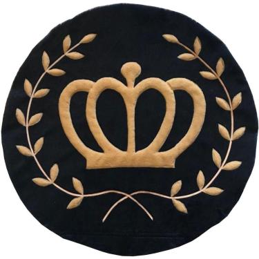 Imagem de Tapete Pelúcia Coroa Ramos 90Cm X 90Cm Quarto Infantil Base Emborrachado - Azul Marinho