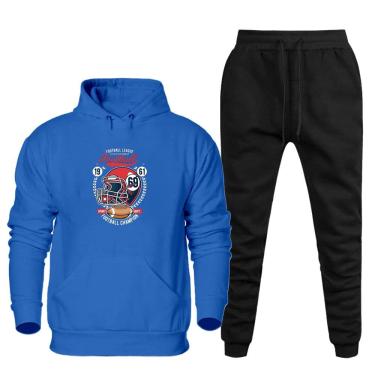 Imagem de Conjunto Moletom Plus Size Tamanho Grande Canguru Capuz Estampado Com Calça Basica Cordao Ajustavel