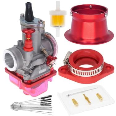 Imagem de PWK Carburador de 26 mm, carburador de corrida universal para motor 2T 4T 100cc-125cc scooter motocicleta ATV Quad Dirt Bike com buzina coletor de admissão jatos de carburador e kit de limpeza (26 mm)
