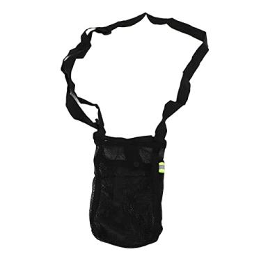 Imagem de Suporte de garrafa de água de malha portátil preto alça de ombro ajustável bolsa de garrafa de água para esportes ao ar livre para caminhadas e academia