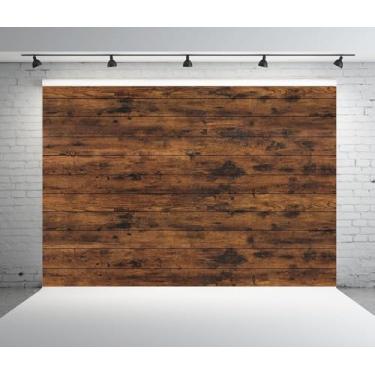 Imagem de Pano de fundo de parede de madeira rústica de 3 x 2,4 m, placa de madeira marrom natural, fundo fotográfico, chá de bebê, aniversário, festa de casamento, decoração de mesa, banner, cenários de fotos
