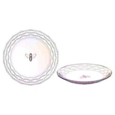 Imagem de Jogo De Pratos Sobremesa Em Vidro Bee Rainbow Com 4 Peças 20cm Haüskraft