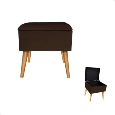 Imagem de Puff Baú Organizador Banqueta Banco para Quarto Sala Estofado Decorativo Porta Objetos Pés Palito Adequado para uso doméstico30×50×42cm(Marrom)