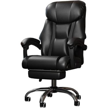 Imagem de Cadeira De Escritório Executiva Cadeira De Escritório Giratória Para Computador Com Apoio Para Os Pés, Altura Ajustável Preto/marrom/cinza Unissex Relaxante, Black
