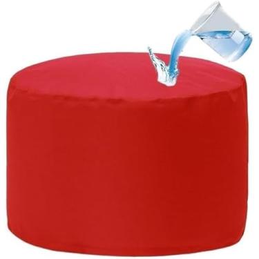 Imagem de Pufe Redondo Impermeável Puff Puff Sem Enchimento Saco De Feijão Interior Externo Pufe Armazenamento De Fezes Para Pés Otomano Para Acampamento De Jardim Praia, Red, D30cm-empty cover