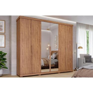 Imagem de Guarda Roupa Casal 6 Portas 2 Espelhos E 6 Gavetas C/ Pés Guarapari Cinamomo - Panan
