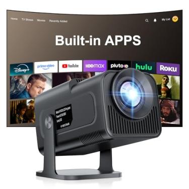 Imagem de [Licenciado pela Netflix] Projetor inteligente 4K com WiFi e Bluetooth, Android 13 integrado, projetor de vídeo Keystone automático, controle de voz, proyector de filmes em casa com rotação de 180° ao