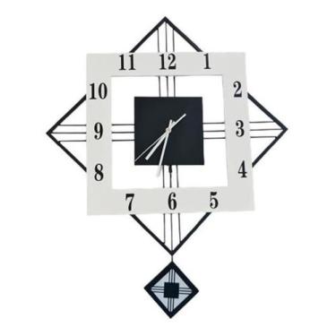 Imagem de Relógio De Parede Retrô Vintage Preto E Branco Pendente 60Cm - Vachero