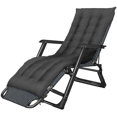 Imagem de Espreguiçadeiras de jardim, espreguiçadeiras gravitacionais, ajustável, dobrável, jardim, gramado, pátio, acampamento, ao ar livre, com suporte para travesseiro de pescoço 200 kg (cor com algodão