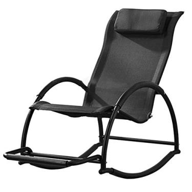 Imagem de Cadeira de balanço com apoio de braço encosto e travesseiro design ergonômico cadeira reclinável relaxante para sala de estar, pátio e terraço