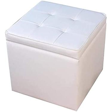 Imagem de ZJYWMM Banco de armazenamento de entrada, bancos de armazenamento de couro, banco de entrada para sapatos, banco de quarto, banquinho de cachorro, degrau de café, almofada para os pés, banco de