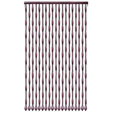 Imagem de Cortinas de porta com contas para portas, cortina de cordão de contas de madeira para divisores de quarto, vermelho escuro, adequado para decoração de restaurante de entrada de casa - 21/31/41/55 fios