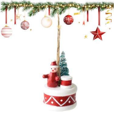Imagem de Ornamentos de boneco de neve | Decoração pendurável de boneco de neve de resina 3D | Enfeites de árvore de Natal penduráveis para ambientes externos, jardim, quarto, guirlanda interna de entrada, sala