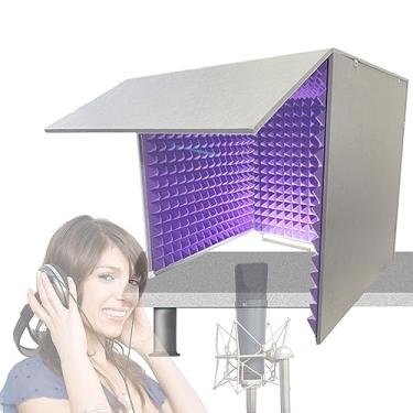 Imagem de JYXYXSCP Estúdio de gravação portátil, gabinete à prova de som, cabine de isolamento DIY para microfones (roxo)