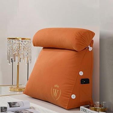 Imagem de HMBLAW Almofada triangular de cunha, almofada de leitura, almofada de apoio lombar com capa removível para sofá, cadeira, suporte para costas, almofada portátil, de pelúcia, para relaxar, braço