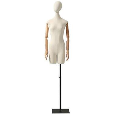 Imagem de Dressmaker's Dummy Feminino Manequim Feminino Torso Corpo Humano Forma de Transporte Roda Altura Ajustável Joalheria Anúncios 3 Cores Costureira Manequim Masculino (Preto)