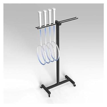 Imagem de Suporte de raquete de badminton para armazenamento de raquete de tênis móvel com rodas, organizador de raquetes de crianças/adultos para escola/academia