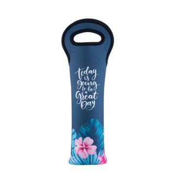 Imagem de Bolsa Térmica para Vinho Great Day – Neoprene, Estampa Floral, Alça Reforçada, Mantém a Garrafa Gelada