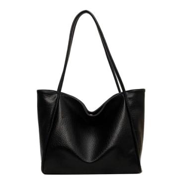 Imagem de LassZone Bolsa feminina de couro sintético macio para trabalho, grande, bolsa de mão com alça superior, bolsa de fim de semana, bolsa de ombro