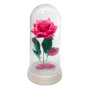 Imagem de Redoma Com Rosa Pink, Inspirada Na Rosa A Bela E A Fera - Amor Lindo