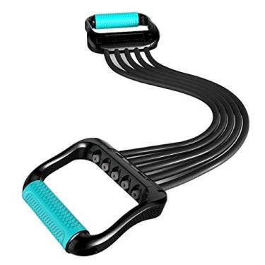 Imagem de 5 tensores torácicos fitness puxar corda esticador abdominal cintura braço perna stretch perder peso treinamento corda elástica (azul)