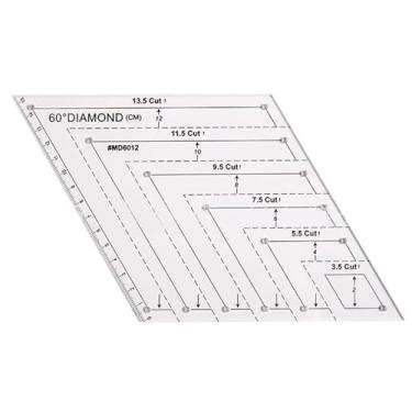 Imagem de Modelos de colcha | Régua de artesanato de corte de costura de 60 graus - Ferramenta de estêncil transparente para artesanato têxtil, arte em tecido, bordado feito à mão, trabalho de fantasia