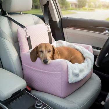 Imagem de ALL GOOD PET SUPPLIES Assento de carro para cães pequenos/médios, assento de carro para cães, almofada elevada de espuma de memória, totalmente removível e lavável, 2 coleiras de segurança de encaixe
