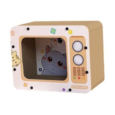 Imagem de Gralara Cama para gatos, arranhador para gatos internos, evita danos à mobília, animais pequenos, placa de arranhar, cama de salão de papelão