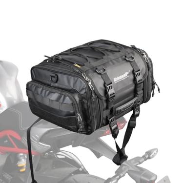 Imagem de Rhinowalk Bolsa traseira de motocicleta 19-26L expansível à prova d'água bolsa de selim para motocicleta Powersports bagagem de viagem com capa de chuva e alça de ombro (preta, 26L)