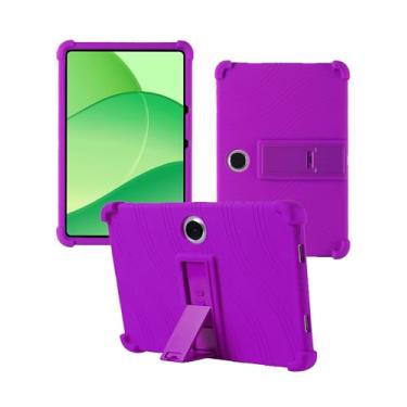 Imagem de Capa para tablet OnePlus Pad Lite Android 15 de 11 polegadas, capa protetora de borracha leve à prova de choque, capa protetora de silicone macio ajustável para crianças, roxa