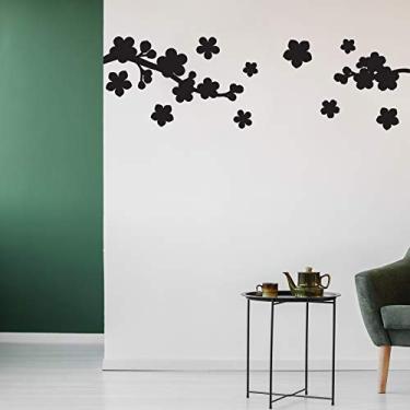 Imagem de Adesivo de Parede Floral Preto para Sala 163x50cm