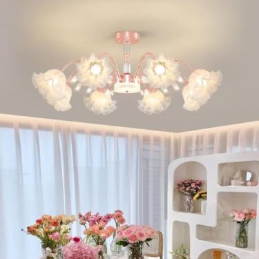 Imagem de Luminária pendente de cristal moderna e minimalista - Design luxuoso | Ideal para decoração de sala de estar e quarto - Iluminação de teto (8 lâmpadas)