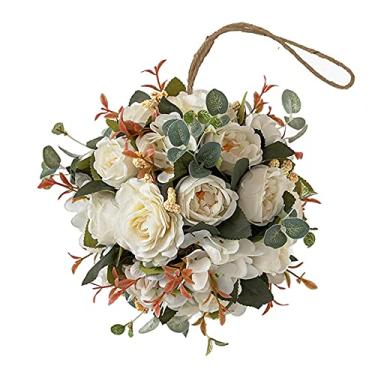 Imagem de Cryfokt Bola de Flores de Peônia Artificial Linda Bola de Beijo Floral de Hortênsia para Peça Central de Casamento - Rosa Profundo, 7,9 pol. de Diâmetro - Ideal para Decoração de Festas Em Casa (#3)