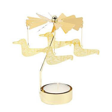 Imagem de Castiçais dourados rotativos românticos giratórios carrossel luz de chá suporte de vela jantar bar casamento festa U