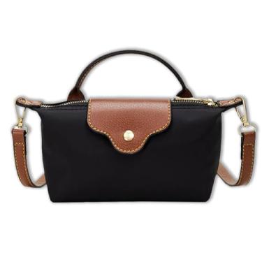 Imagem de Bolsas transversais modernas para mulheres, bolsas transversais acolchoadas para mulheres, bolsa quadrada de cor sólida com alça ajustável, Preto 2, Lx02-05601-preto 2