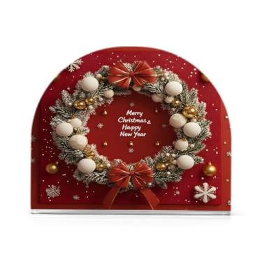 Imagem de Qilmy Porta-guardanapos de guirlanda de Natal para mesas, porta-guardanapos de papel de placa acrílica elegante, dispensador de papel de seda independente moderno para sala de jantar, sala de estar