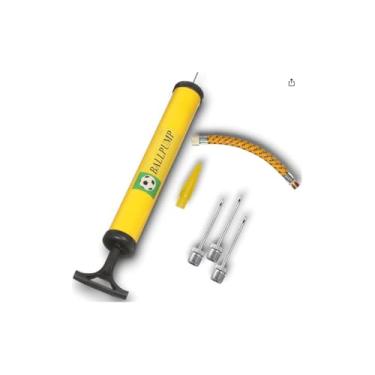 Imagem de Bomba de Ar Manual para Bolas, 24cm, Estrutura Resistente, Ferro e Plástico, com Bico Agulha e Mangueira, para Futebol, Vôlei, Basquete e Boias