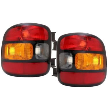 Imagem de GuiTT Nova luz traseira compatível com Chevy Silverado 1500 1999-2003 Luzes laterais do motorista e do passageiro com borda preta substitui GM2800136 GM2801136 15224277 15224276
