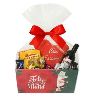 Imagem de O Melhor Presente de Natal Cesta Vinho Panettone Coração - Bauducco