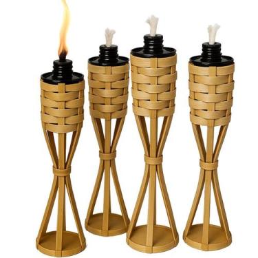 Imagem de kit 2 a 4 Tochas de Bambu são João festa junina acampamento decoração 