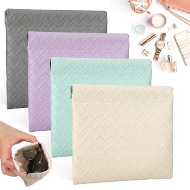 Imagem de BUSOHA Bolsa de maquiagem pequena para bolsa, mini bolsas de cosméticos portáteis para mulheres, porta-moedas, batom, acessórios cosméticos, bolsa de armazenamento de kit de viagem pequena, Azul +