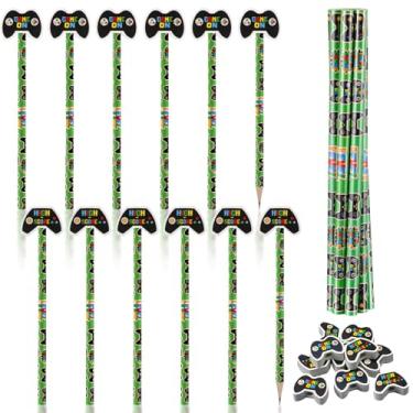 Imagem de Humyoun 32 peças de lápis de videogame com borracha, lembrancinhas de festa, presentes, controles de jogadores, caneta, enchimento de saco de brindes, conjunto de papelaria para salas de aula, prêmios