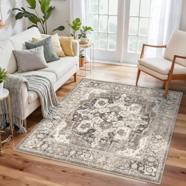 Imagem de YOUFORTONG Tapete quadrado 4x4: tapetes macios vintage laváveis para sala de estar quarto berçário tapete antiderrapante ultrafino resistente a manchas tapete decorativo para entrada dormitório