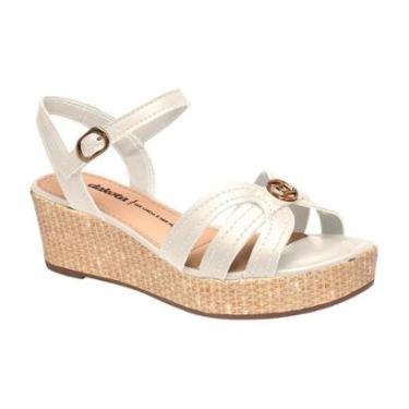 Imagem de Sandália Salto Anabela com Detalhes em Palha Feminina Dakota Creme 40-Feminino