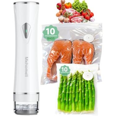 Imagem de Seladora a vácuo compacta para alimentos com sacos de vácuo reutilizáveis (seladora a vácuo + 20 sacos)