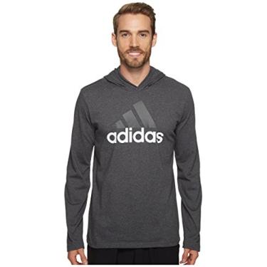 Imagem de Moletom masculino Adidas Badge Of Sport de manga comprida com capuz, Dark Grey Heather, Small
